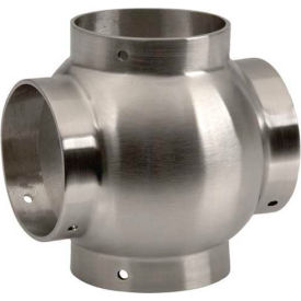 Ball Cross for 2" Tubing, Satin Stainless Steel