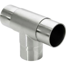Flush Tee Fitting, for 1.5" Tubing, Satin Stainless Steel