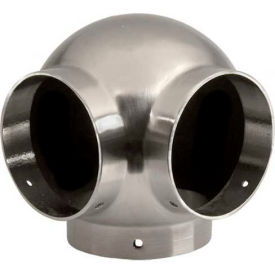 Ball Elbow, Side Outlet for 1.5" Tubing, Satin Stainless Steel