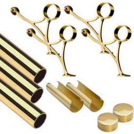 14' Foot Rail Kit, 2" Tube, Polished Brass
