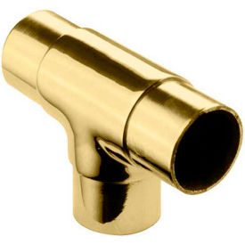 Flush Tee Fitting for 1.5" Tubing, Polished Brass