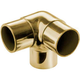 Flush Elbow Fitting, Side Outlet, for 1.5" Tubing, Polished Brass