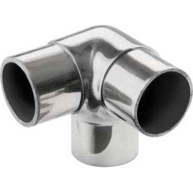 Flush Elbow Fitting, Side Outlet, for 1.5" Tubing, Satin Stainless Steel