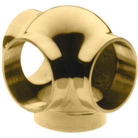 Ball Tee, Side Outlet for 1" Tubing, Polished Brass