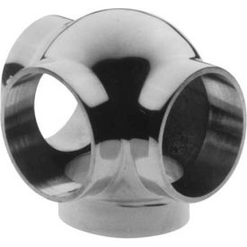 Ball Tee, Side Outlet for 1.5" Tubing, Polished Stainless Steel