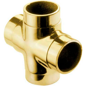 Flush Cross Fitting for 2" Tubing, Polished Brass