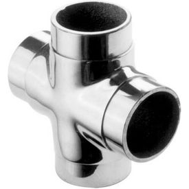 Flush Cross Fitting for 2" Tubing, Polished Stainless Steel