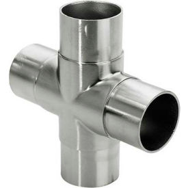 Flush Cross Fitting, for 2" Tubing, Satin Stainless Steel