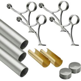 12' Foot Rail Kit, 2" Tube, Satin Stainless Steel