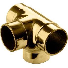 Flush Tee Fitting, Side Outlet, for 2" Tubing, Polished Brass