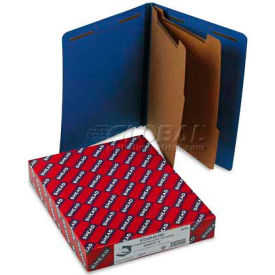 Pressboard End Tab Classification Folders, Letter, Six-Section, Dark Blue, 10/Bx