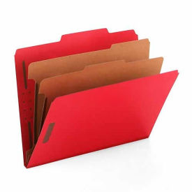 Pressboard Classification Folders, Letter, Six-Section, Bright Red, 10/Box