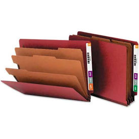 Pressboard End Tab Classification Folders, Letter, Eight-Section, Red, 10/Box