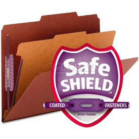 Pressboard Classification Folders, Self Tab, Letter, Four-Section, Red, 10/Box