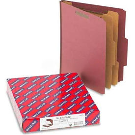 Pressboard Classification Folders, Self Tab, Letter, Six-Section, Red, 10/Box