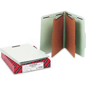 Pressboard Classification Folders, Tab, Letter, Six-Section, Gray-Green, 10/Box