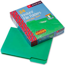 Waterproof Poly File Folders, 1/3 Cut Top Tab, Letter, Green, 24/Box