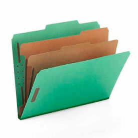 Pressboard Classification Folders, Letter, Six-Section, Green, 10/Box