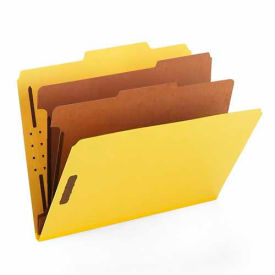 Pressboard Classification Folders, Letter, Six-Section, Yellow, 10/Box