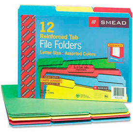 File Folders, 1/3 Cut, Reinforced Top Tabs, Letter Size, Assorted Color, 12 Folders/Pack