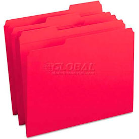 File Folders, 1/3 Cut, Reinforced Top Tab, Letter, Red, 100/Box