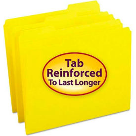 File Folders, 1/3 Cut, Reinforced Top Tab, Letter Size, Yellow, 100/Box