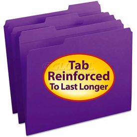 File Folders, 1/3 Cut, Reinforced Top Tab, Letter, Purple, 100/Box