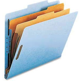 Pressboard Classification Folders, Letter, Six-Section, Blue, 10/Box