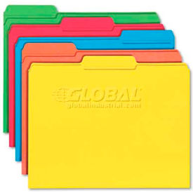 File Folders, 1/3 Cut, Reinforced Top Tab, Letter, Assorted, 100/Box