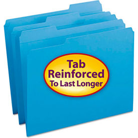 File Folders, 1/3 Cut, Reinforced Top Tab, Letter Size, Blue, 100 Folders