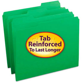 File Folders, 1/3 Cut, Reinforced Top Tab, Letter Size, Green, 100/Box