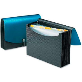 Expanding File, 12 Pockets, Poly, Letter Size, Black/Blue
