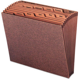 Jan-Dec Open Accordion Expanding File, 12 Pocket, Letter, Leather-Like Redrope