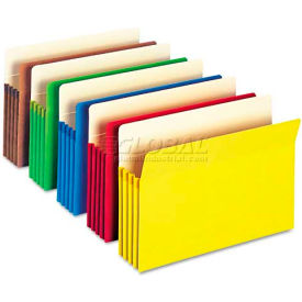 3-1/2" Accordion Expansion Colored File Pocket, Straight Tab, Letter Size, Assorted Colors, 5/Pack