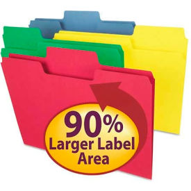 SuperTab Colored File Folders, 1/3 Cut, Letter, Assorted, 100/Box