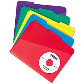Slash Pocket Poly File Folders, 1/3 Cut Top Tab, Letter, Assorted, 30/Box