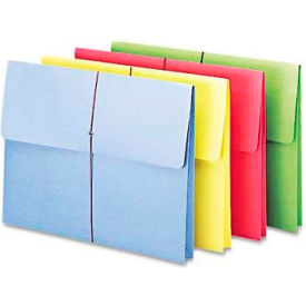 2" Accordion Expansion Wallet, Elastic Cord, Ltr, Blue/Green/Red/Yellow, 50/Box