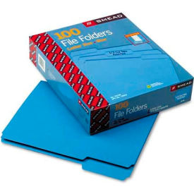 File Folders, 1/3 Cut Top Tab, Letter, Blue, 100/Box