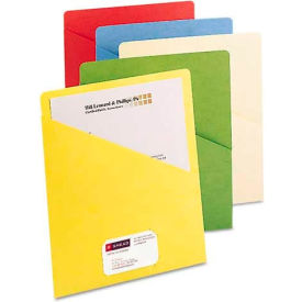 Slash Pocket Folders, Letter Size, 11 Point, Assorted Colors, Pack of 25
