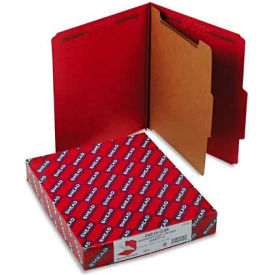 Pressboard Classification Folders, Letter, Four-Section, Bright Red, 10/Box