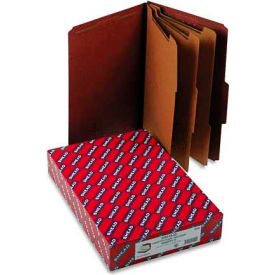 Pressboard Classification Folders, Self Tab, Legal, Eight-Section, Red, 10/Box