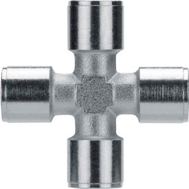 Female Cross, 3/8" NPTF, Nickel Plated Brass
