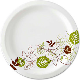 SXP10PATH, Pathways Paper Plates, 10-1/8" Diameter, Green/Burgundy/White, 500 Plates per Carton