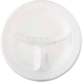 10CPWQR, 3-Comp Laminated Foam Plates, 10 1/4" Dia., White, 500/Carton