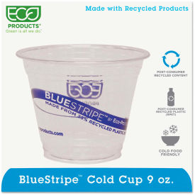 BlueStripe Recycled Content Plastic Cold Drink Cups, 9 oz, Translucent, 1000/CTN