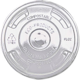 Compostable Cold Drink Cup Lids, Flat, Translucent, 1000/Carton