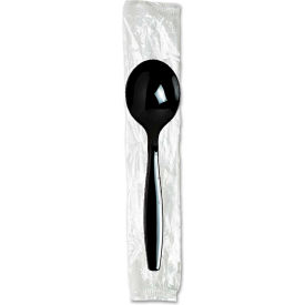 Individually Wrapped Spoons, Polystyrene, Black, 1000/Carton