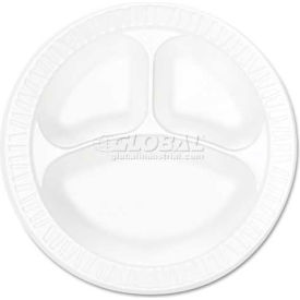 10-Compartment Foam Plate, 10-1/4" Diameter, White, 500/Carton