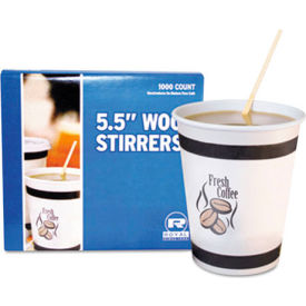 Wood Stir Sticks, 5-1/2" Long, Woodgrain, 1,000 Stirrers/Box
