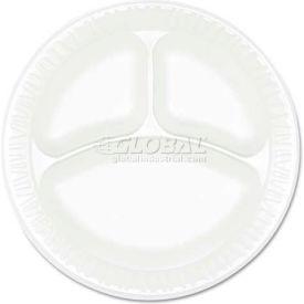 Dart 9CPWCR, 3-Comp Foam Plate, 9" Dia., White, 500/Carton